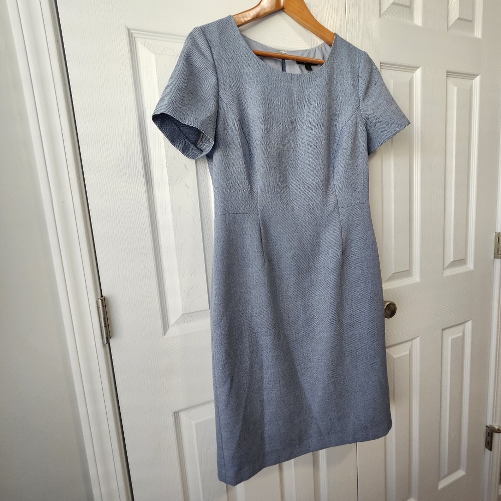 Preston & York Light Blue Short Sleeve Midi Sheath Dress - Picture 2 of 8